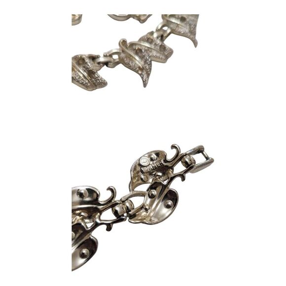 Vintage Kramer Necklace Clip‎ On Earring Bracelet Set Silver Tone Rhinestone - Picture 6 of 7